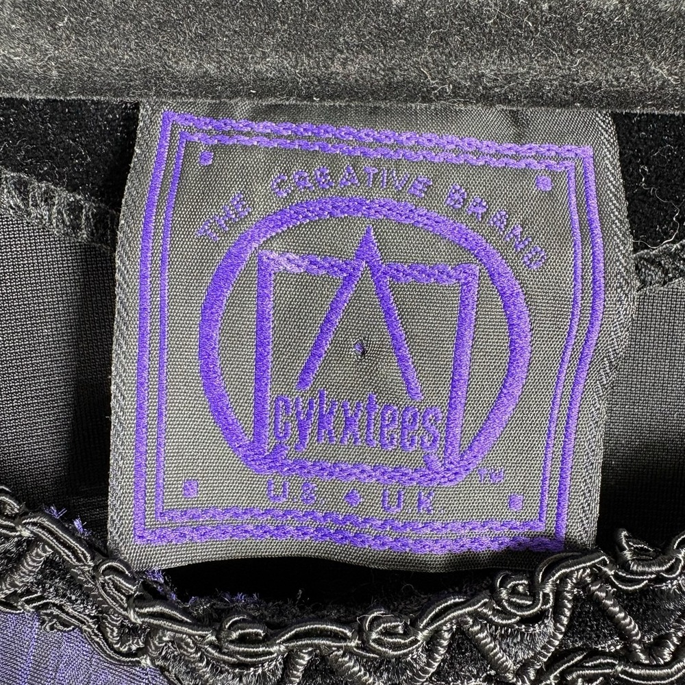 VTG Cykxtees Large‎ Black Purple Velvet Sleeveless Medieval Goth Gown Maxi Dress - Picture 5 of 12